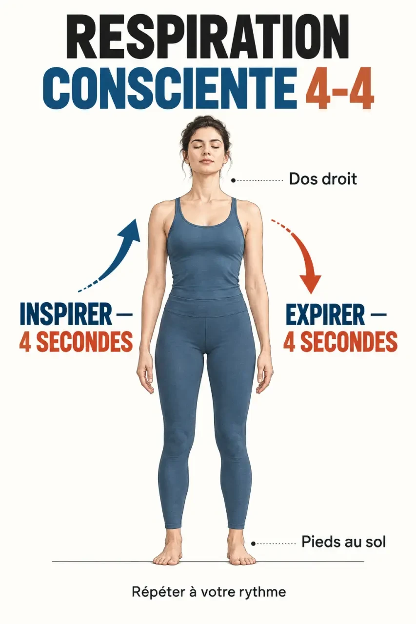 Mindfulness : 6 exercices simples pour revenir au moment présent 3 Exercices de mindfulness en français : respiration consciente 4-4